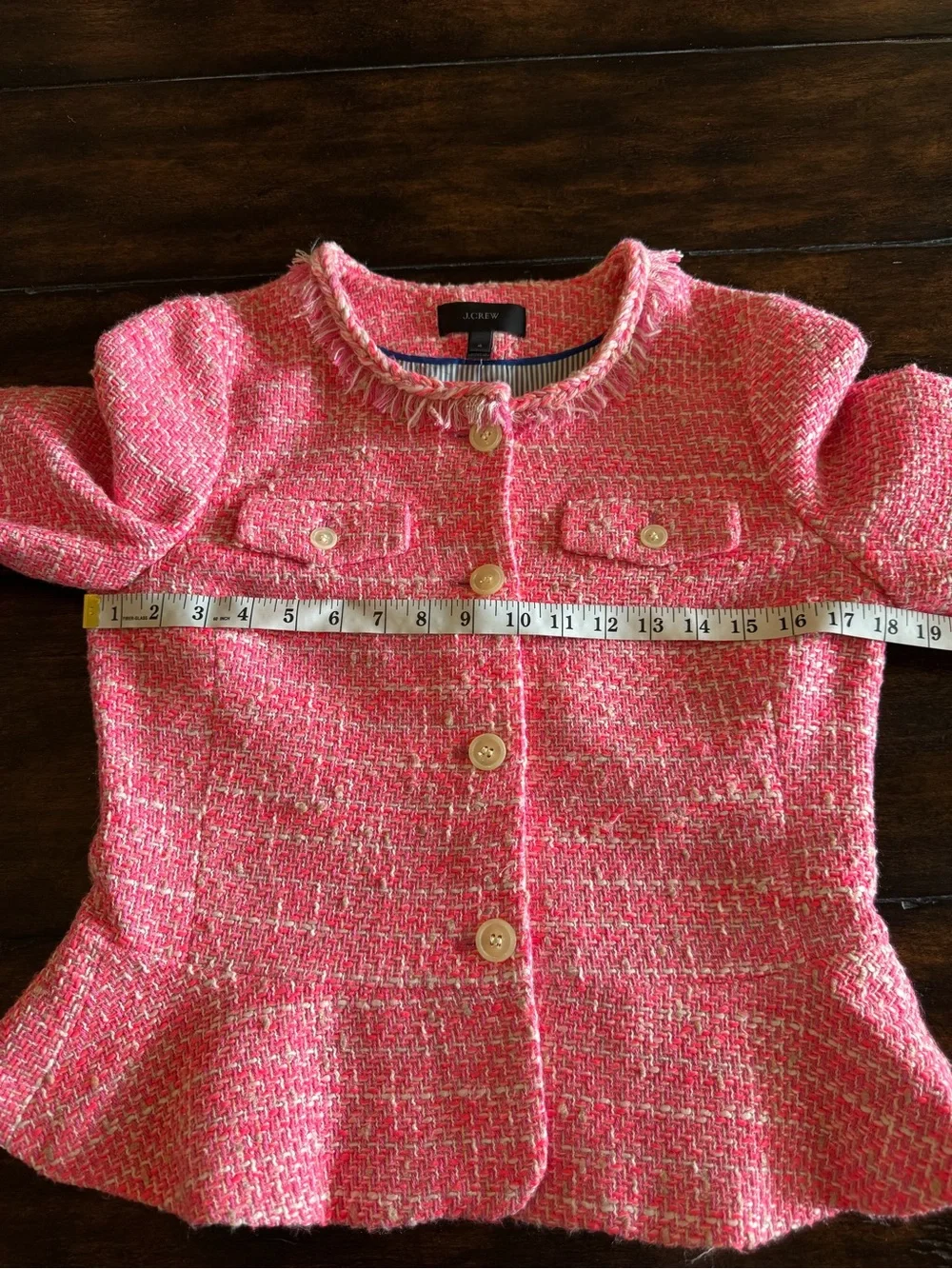 J. Crew Pink Tweed Peplum Jacket